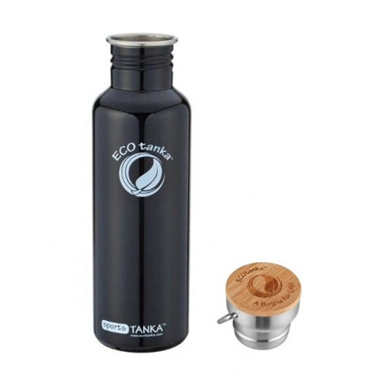 ECOtanka 0,8l sportsTANKA Schwarz – Edelstahl Sporttrinkflasche